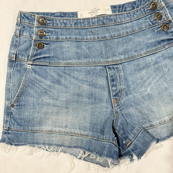 Vintage Abercrombie Fitch Y2K Stretch Double Button Front Jean Shorts Sz 12 31W - Picture 4 of 16